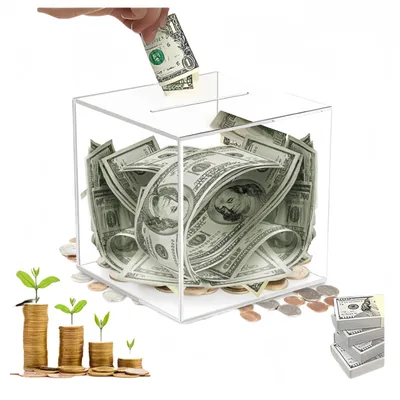 Image de Boîte de rangement en acrylique transparente pour pièces et billets