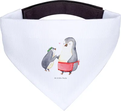 Produktbild von Mr. & Mrs. Panda Hundehalstuch Pinguin mit Kind - Weiß - Geschenk, Halstuch, Mutter, Muttertag, Hunde, Mama, Hund, Familie, Tuch, Für, Vorbild