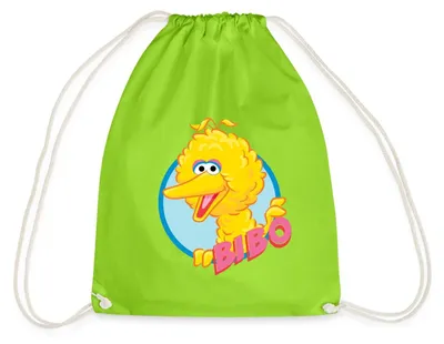 Produktbild von Spreadshirt Sesamstraße Bibo Portrait Turnbeutel, One size, Neongrün