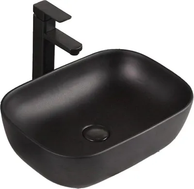 Obrázek produktu pro Keramické umyvadlo na desku černé matné 46x32 cm