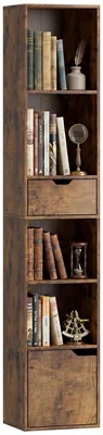 Produktbild von HOMCOM Bücherregal mit 6 Ebenen, 3-stufig verstellbar, mit Schublade, Braun