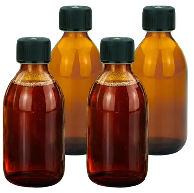 4 braune Glasflaschen 250 ml mit Schraubverschluss