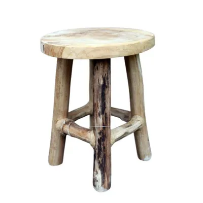 Produktbild von Deko Hocker aus Teakholz im Landhausstil, 22 cm hoch, ca. 17 cm Durchmesser