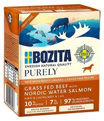 Obrázek produktu pro BOZITA Purely Paté Duoprotein Hovězí a losos - mokrá krmiva pro psy - 370 g