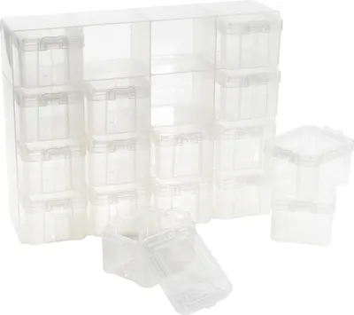 Produktbild von Sortierkasten mit 16 Aufbewahrungsboxen inkl. Deckel transparent 28x22x6,5cm