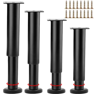 4 höhenverstellbare Möbelfüße aus Metall, schwarz, 250-420 mm