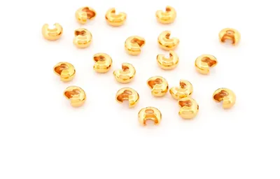 Produktbild von Vintageparts Coverperlen Messing 18K Goldbeschichtung geschlossen 3 mm 20 Stück