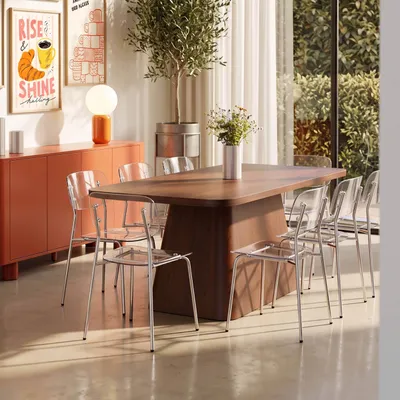Immagine prodotto di Tavolo da pranzo rettangolare scandinavo 180 cm effetto legno scuro - Oviala Davy