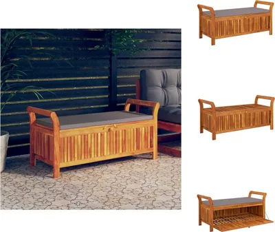 Image de vidaXL Banc de jardin avec coussin 126 cm bois massif acacia - Bancs de jardin