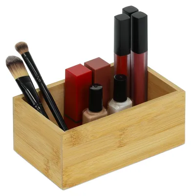 Produktbild von Aufbewahrungsbox aus Bambus, HBT 6,5 x 16,5 x 10 cm, für Küche, Bad und Büro, robust und vielseitig.