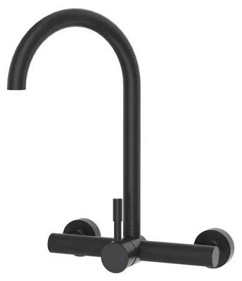 Wand-Küchenarmatur schwarz 360° schwenkbar, Einhebelmischer