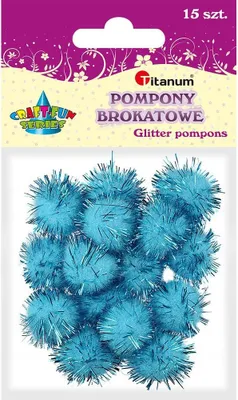 Immagine prodotto di Pompon glitterati 18 mm 15 pezzi Titanum azzurro