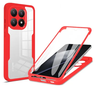 Produktbild von 360 Grad Hülle für Xiaomi 15T Rundum vollschutz Displayschutz Rot