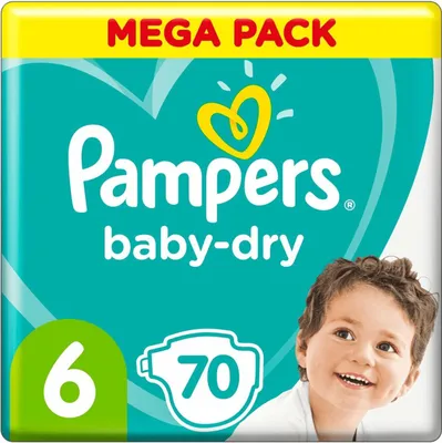 Obrázek produktu pro Pampers Baby-Dry 81715590, Chlapec/děvče, Plena s páskou, 13 kg, 18 kg, Bílá, Sychý zip