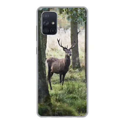 Produktbild von MuchoWow® Handyhülle Schutzhülle Hülle für Samsung Galaxy A51 5G Hirsche - Bäume - Gras Silikon Softcase Handy Hülle - Abbildung