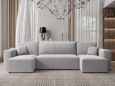 A modern U-shaped sofa in a living room setting.