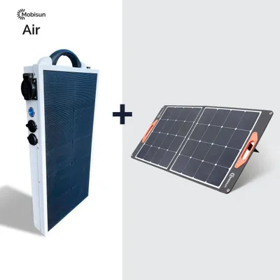 Immagine prodotto di Mobisun Pro Air: stazione di ricarica portatile con pannello solare – presa da 230 V – 300 W – batteria LiFePO4 da 154 Wh