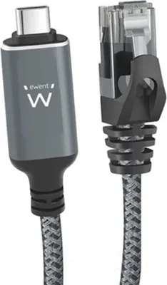 Imagen del producto de EWENT Cable USB-C 3.1 A RJ45 CAT6 FTP, 1Gbps, 2m
