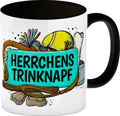 Produktbild von Herrchens Trinknapf Kaffeebecher Henkel und Innenseite Schwarz