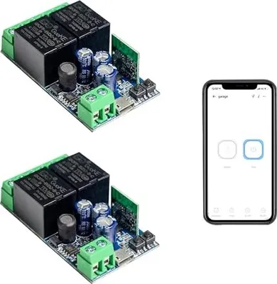 Produktbild von Qiachip Smart WiFi Switch 2-Kanal-Relay-Modul Passives Ausgangsrelaismodul DC 5 V 12 24 36 WiFi App Elwelink Sturing kompatibel mit Alexa/Google