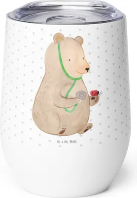 Produktbild von Mr. & Mrs. Panda Thermo Becher Bär Arzt - Weiß - Geschenk, Edelstahlbecher, Teddy, Thermobecher, Ärztin, Professor, Weintumbler, Professorin, kaffee tasse, thermosbecher