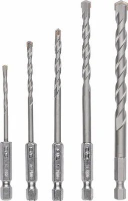 Produktbild von Bohrerset 5 teilig mit Sechskant Aufnahme 1/4 Hex für Stein 3, 4, 5, 6, 8, mm Bohrer