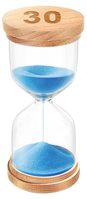 Produktbild von Sanduhr 30 Minuten - Mit blauem Sand und Holzrahmen - Dekoration für Schreibtisch Wohnzimmer Büro und Schlafzimmer - 30 Minuten Timer für Yoga Meditation und Kochzeit
