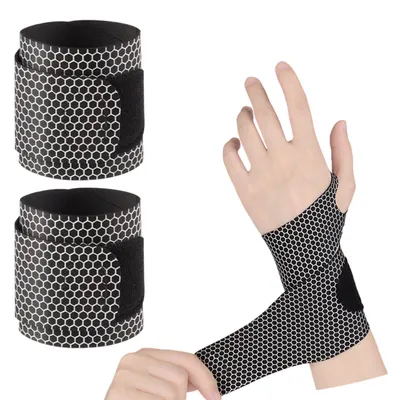 Produktbild von 1 Paar Handgelenk Bandagen, Handgelenkstütze, Handgelenkbandage für Sehnenscheidenentzündung, Schwarz-1
