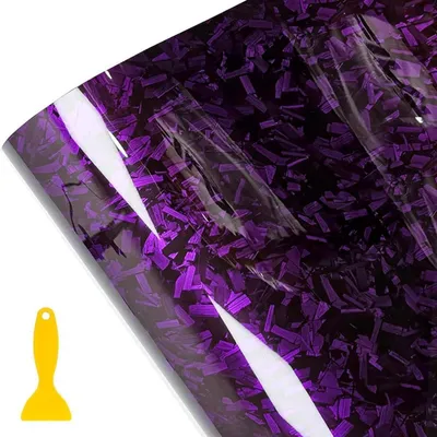 Image de Film adhésif en vinyle violet, imitation carbone forgé, dimensions 150 x 30 cm