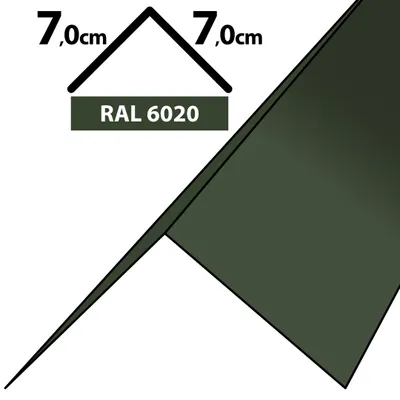 Produktbild von 2m Winkelblech Kantblech Kante Blechwinkel pulverbeschichtetes 0,5mm Zuschnitt 14cm RAL-6020 Chromooxidgrün