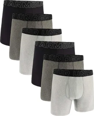 Produktbild von UNDER ARMOUR Herren Boxershorts, 6er Pack - Performance Tech Boxer Briefs Solid 6 in, Stretch, einfarbig Schwarz/Grau L