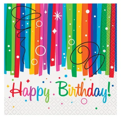 Zdjęcie produktu dla Serwetki urodzinowe Rainbow Happy Birthday - 25 cm - 16 szt.