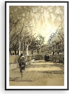 Produktbild von Gerahmtes Poster - Schwarzer Rahmen - Park Spaziergang Baum - 70x100 cm - Wand Bild - Wanddeko - Wandbilder - Wandposter - Bilderrahmen - Bilder - Kunstdruck - Wandbild - P2BPA70x100-3758