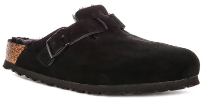 Zdjęcie produktu dla Kapcie Birkenstock VL/Shearling 0259881, czarny, ciepła podszewka, normalny - Birkenstock, marka, czarny, skóra (welur)