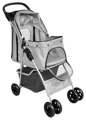 Obrázek produktu pro vidaXL Pet Buggy Skládací cestovní kočárek pro psy a kočky Grey