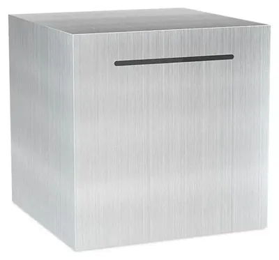 Sparbüchse aus Edelstahl, 12 cm, silber, quadratisch