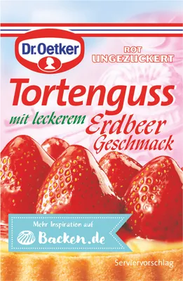 Produktbild von Dr Oetker Tortenguss rot mit leckerem Erdbeer Geschmack 3er 36g