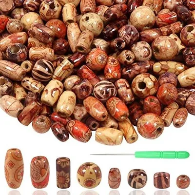 Zdjęcie produktu dla Koraliki drewniane kolorowe 500 sztuk mix kształtów do biżuterii DIY