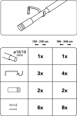 Produktbild von Gardinia Zylinder 1-Lauf Ø 16/19 mm edelstahl-optik 190-340 cm