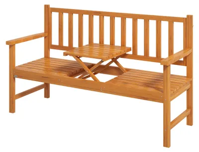 Productafbeelding van Outsunny tuinstoel, 3-persoons, met tafel, parkbank met armleuningen, lichtbruin