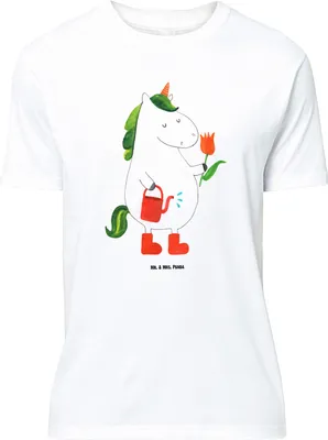 Produktbild von Mr. & Mrs. Panda Größe L T-Shirt Einhorn Gärtner - Weiß - Geschenk, Unicorn, Garten, Giesskanne, Shirt, Tshirt, Einhörner, mit Spruch, Luftballon, Stiefel, Gießkanne