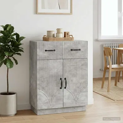 Image de Buffet vidaXL gris béton 66 x 34,5 x 87 cm en aggloméré