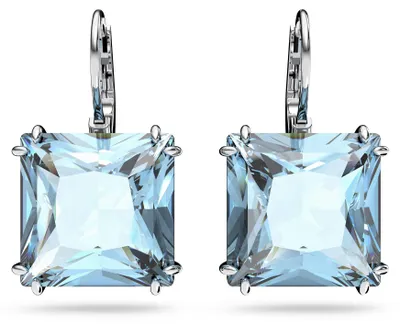Zdjęcie produktu dla Swarovski Millenia, niebieskie kolczyki damskie, pokryte rodem, z błyszczącymi kryształami Swarovskiego
