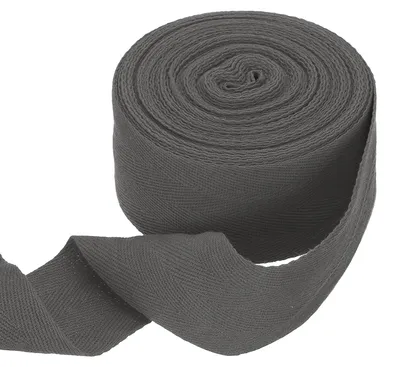Katoenen Visgraatlint 50 mm x 10 m, gewebtes Band, DIY, dunkelgrau