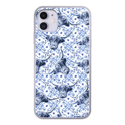Produktbild von MuchoWow® Handyhülle Schutzhülle Hülle für iPhone 11 Delfter Blau - Tiere - Schottischer Highlander Silikon Softcase Handy Hülle - Handytasche