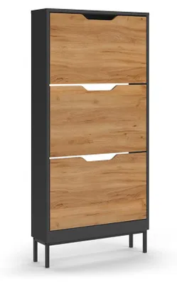 Produktbild von Schuhkipper Vicco Luca Anthrazit/Goldkraft Eiche 59 x 123 cm mit 3 Kippfächer, Model 61420