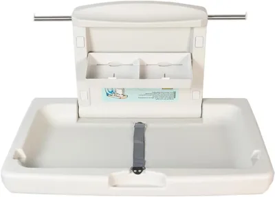 Image de Table à langer pour bébé - Table à couches pliante - Pour l'hygiène du bébé - Design gain de place - 85 x 54 cm - Blanc