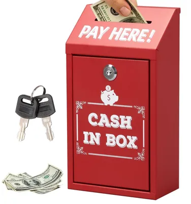 Productafbeelding van Omgoods- Sleutelkast - Veiligheidsbox - Sleutelkluis - Opbergbox - Geldbox - Roestvrij staal - 14,5 x 7,5 x 26 cm - Brievenbus