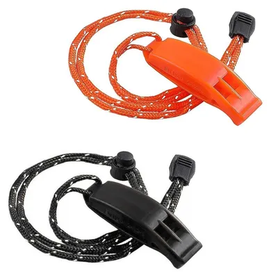 Productafbeelding van Noodfluitje - Signaalfluitje - Trillerfluitje - 2 stuks - Oranje en zwart