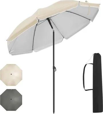 Image de Parasol de plage résistant au vent avec protection UV - Parasol sans fil avec mécanisme de rotation mécanique - Taille : Standard - Matériau : Polyester - Idéal pour les journées à la plage - Résistant aux UV et au vent